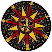 Stained Glass Sun - Window Sticker / Decal - Circular 4.5 Translucent