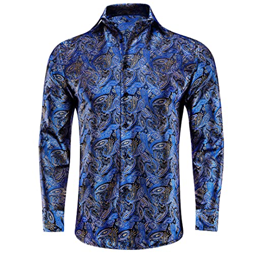 Chemise manches longues homme jacquard motif cachemire floral S