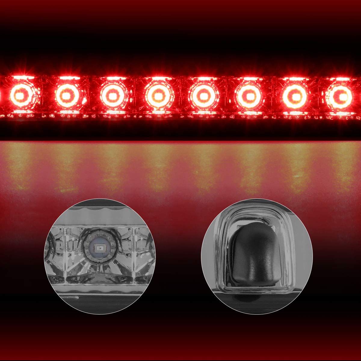 Compatible with Jeep Patriot 07-17 Full LED Third 3RD Tail Brake Light Rear Stop Lamp Smoked