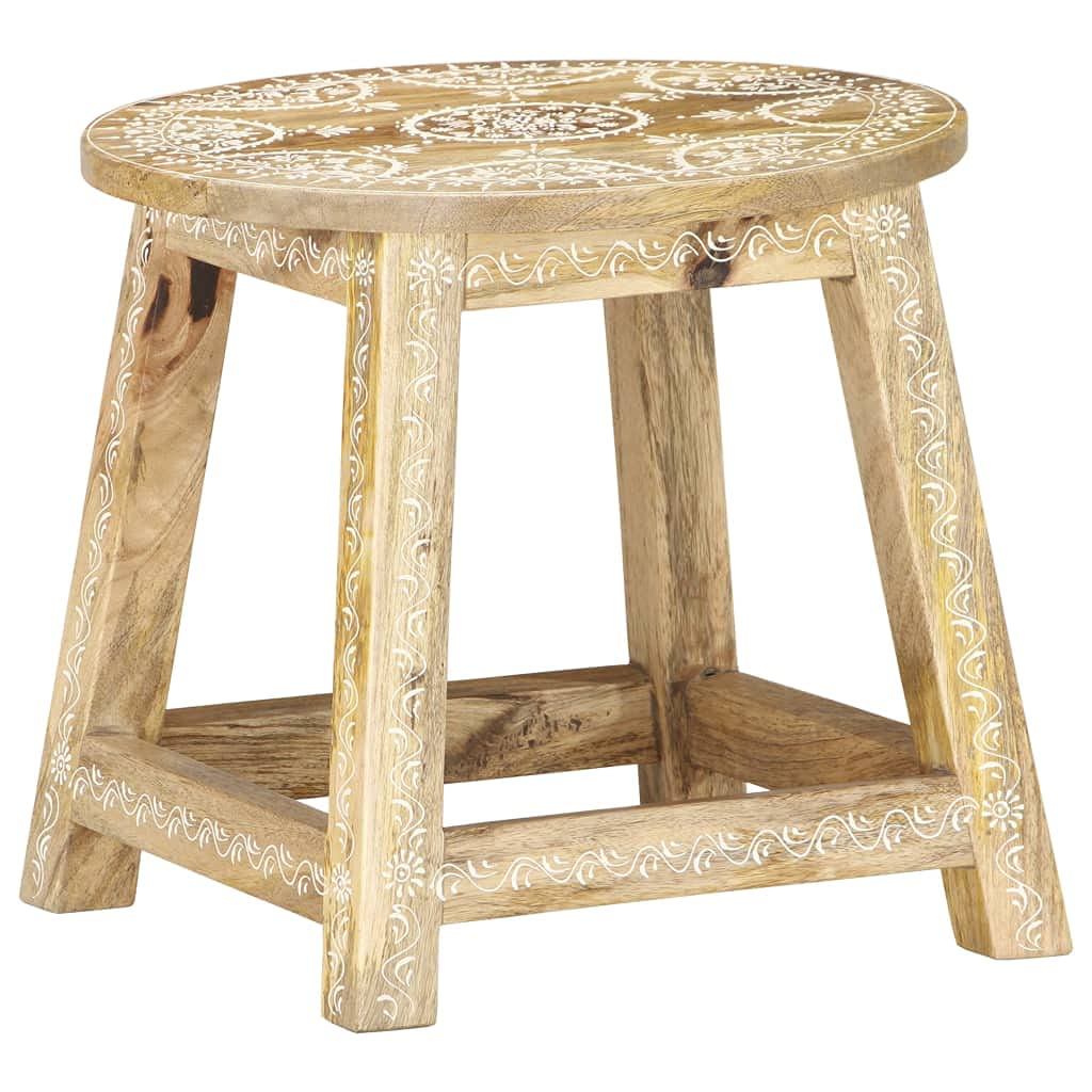 Sgabello dipinto a mano in legno di mango massiccio, 38 x 38 x 35 cm, robusto e durevole, design retrò per studio, caffè, cucina, sala da pranzo, bancone, bistrot e isola di cucina