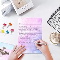 Vista 4 de 72 Pieces Stationery Set with Envelopes (48 Lined Watercolor Sheets + 24 Matching Envelopes), 8 Unique Designs, 5.5 x 8.25 inch Double Sided