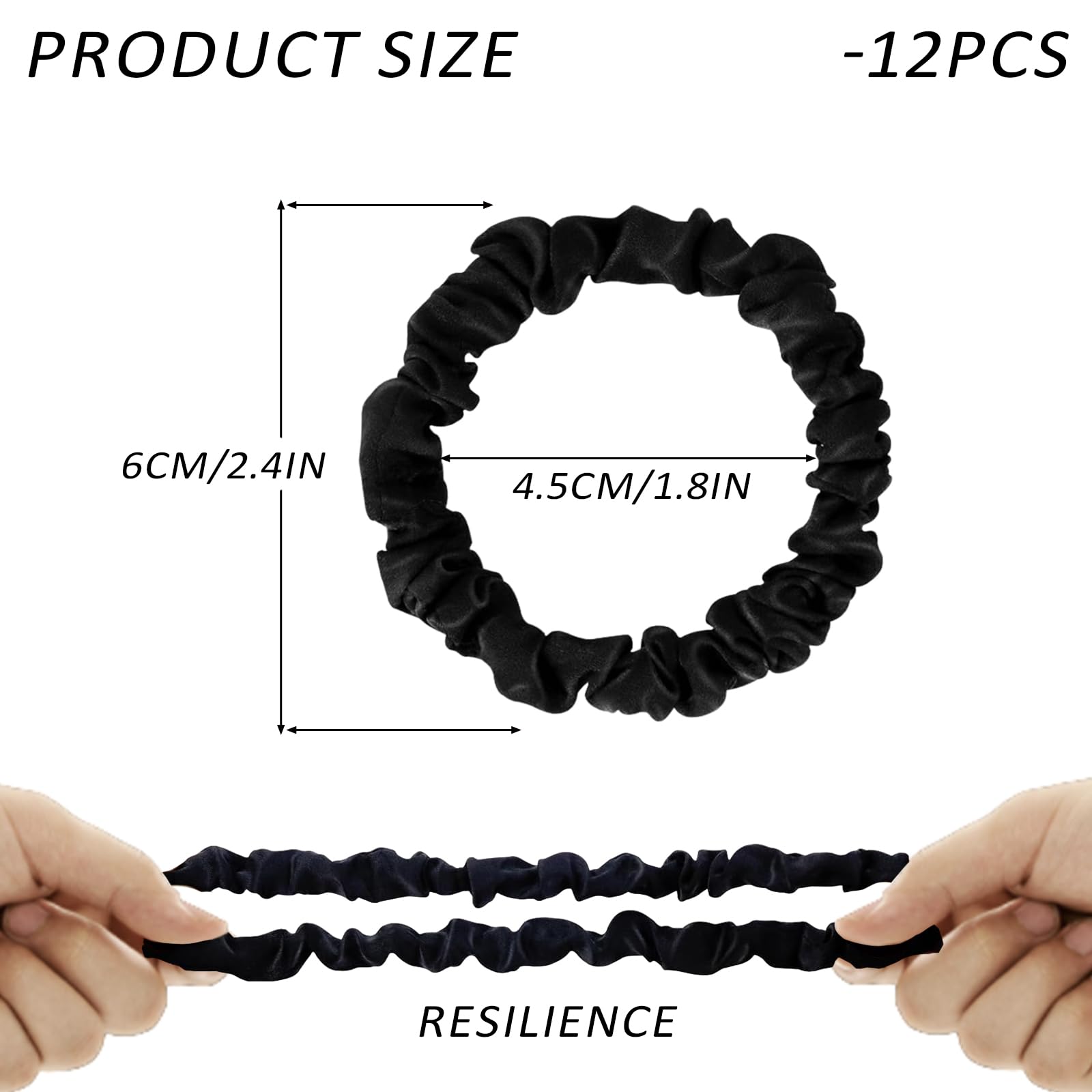 UILYNIU 12 Pcs Hair Scrunchies Skinny Hair Scrunchies, Hair Bands, Satin Hair Ties, Hair Scrunchie Sleep - Image 2