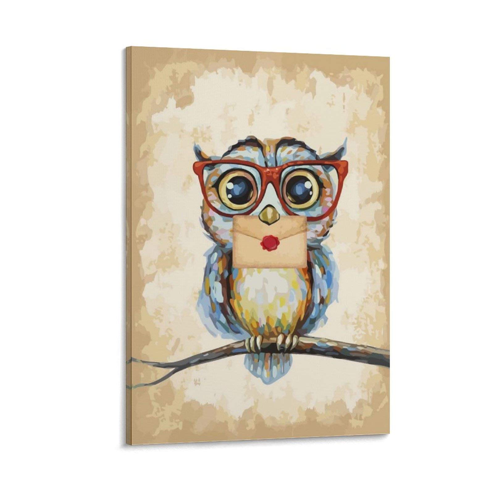 Canvas Print Wall Art Colorful Owl Art Oil Painting Prints Canvas Wall Art Modern Contemporary Abstract Artwork Ideal Home Decor for Kitchen Kids Bedroom Living Room for Living Room Bedroom Kitchen Home Decor ations Wall Decor Frame-style1-1 12x08inch(30x20cm)