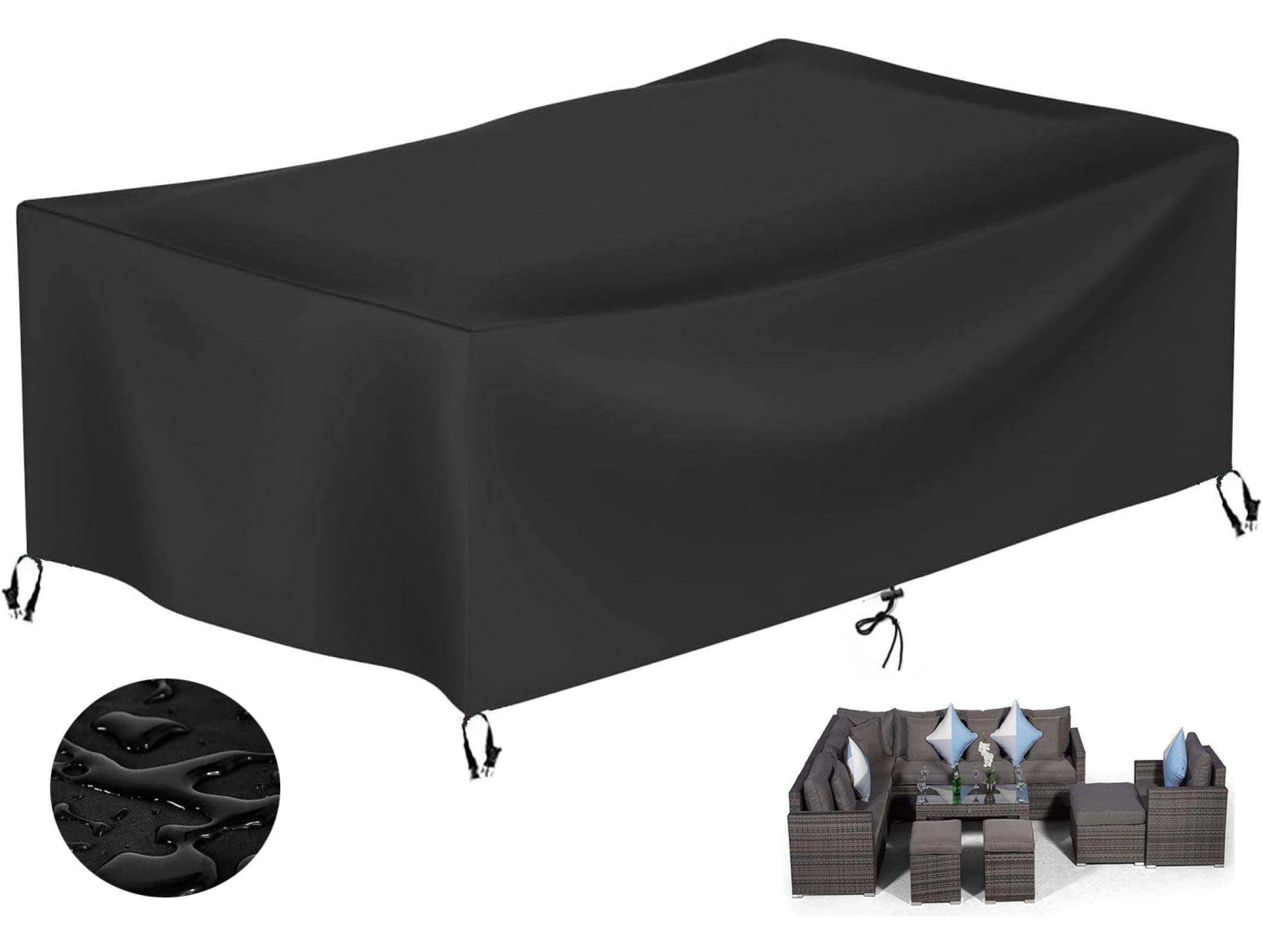 KDXAOBEI Garden Furniture Set Covers 180x150x75cm(LxBxH) Large Garden Furniture Covers Waterproof, Patio Set Cover 600d Heavy Duty Cube Outdoor Table Covers Waterproof Canvas Rattan Sofa Cover