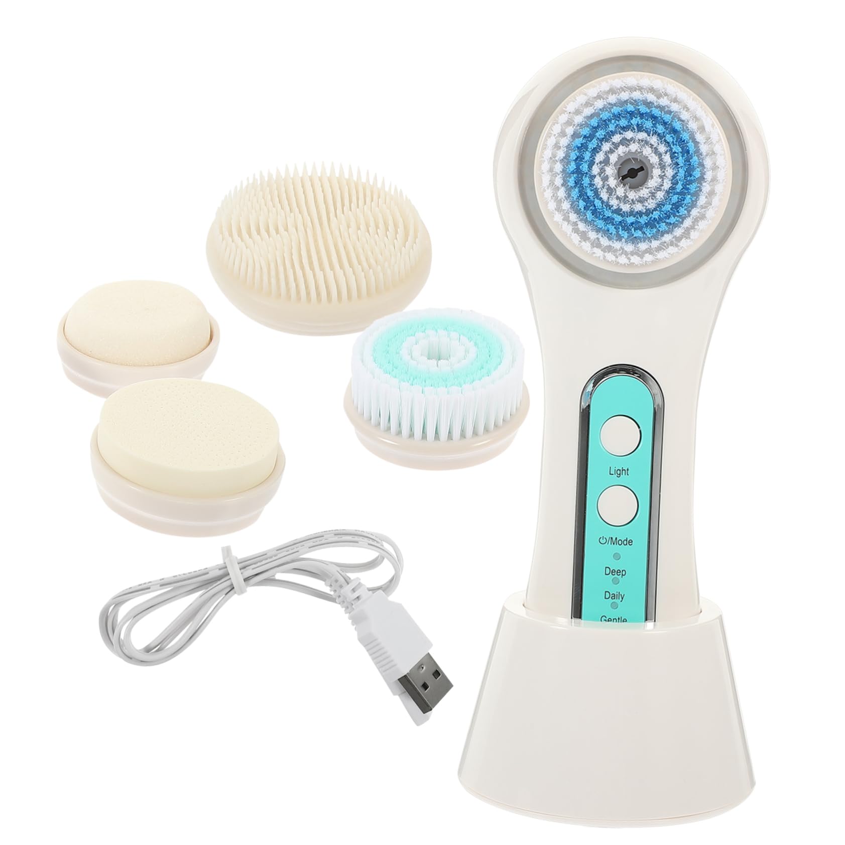 Housoutil 1 Juego cepillo de limpieza facial USB limpiador de poros limpiador facial limpiador de la piel de la cara dispositivo de limpieza facial eléctrico masajeador lavadora