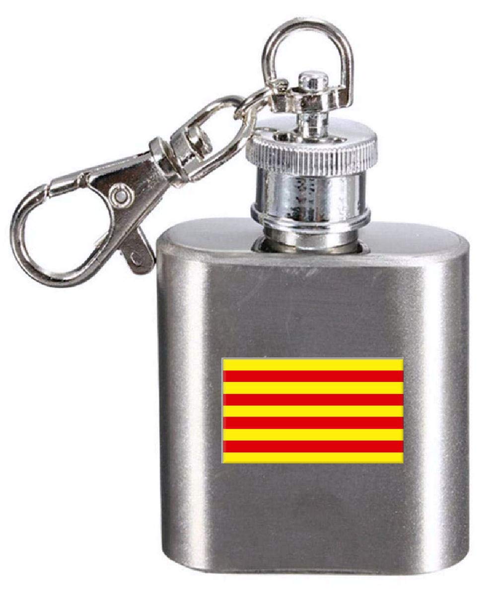 Flasque porte-clés gravé drapeau catalonien petite fiole de poche