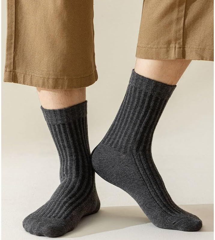 3 Pairs of Men's Winter Collection in Solid Colors Socks Thickened and Warm Business Cotton Sockss