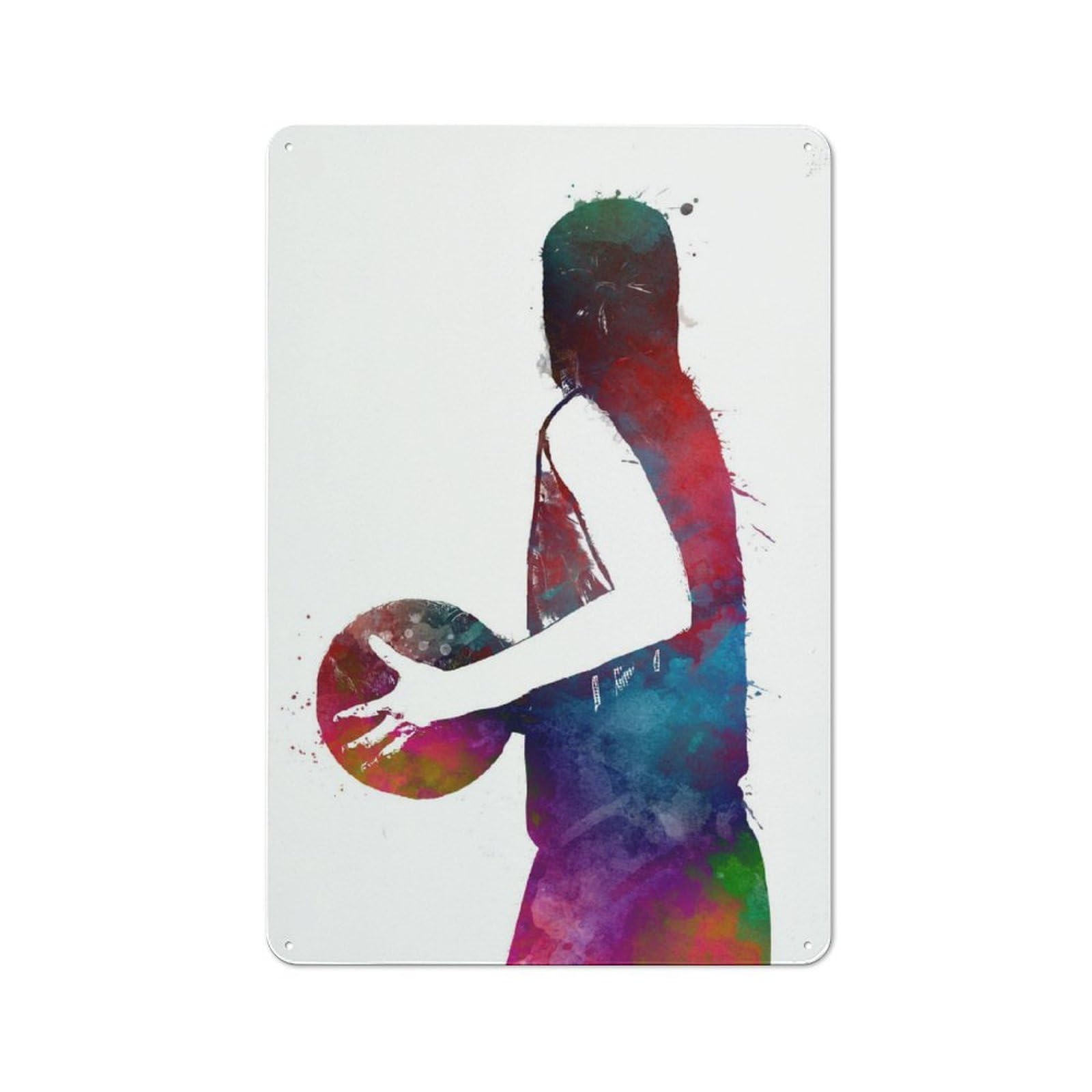 Junmoney Basketball Metal Sign 30X20cm With For Hallway Wall, Vintage Decor, For Garage, Workshop And Man Cave Decoration