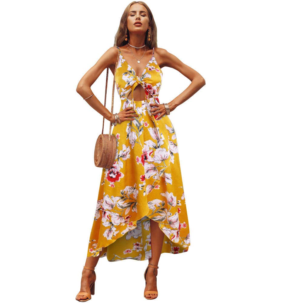 Vestido de mygod falda de tirantes con estampado de flores impresas y corte irregular dulce