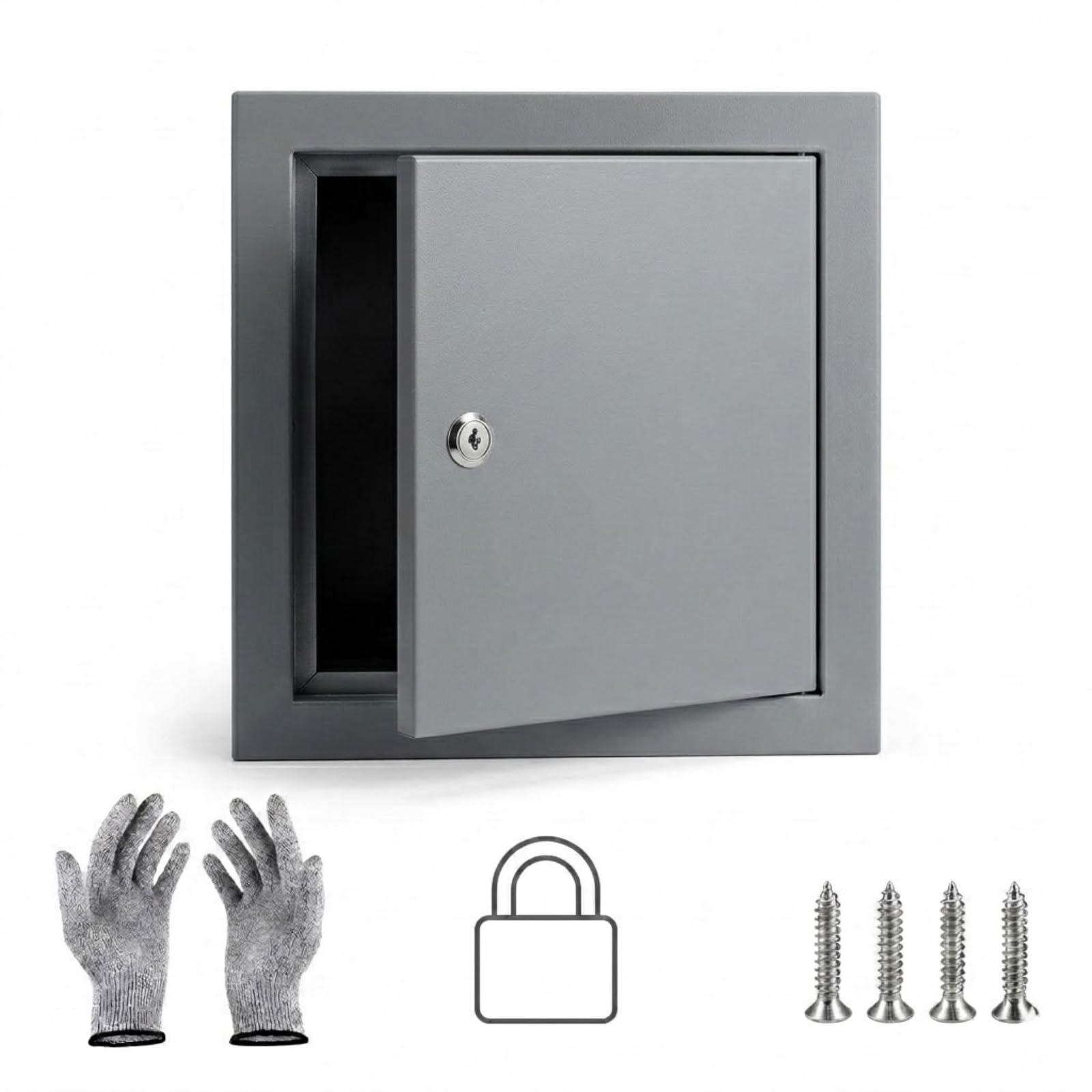 1mm Thick Metal Access Door for Gypsum Board 400x400 600x600 mm, Lockable Wall Hole Cover Plate, Plumbing Ceiling Attic Access Panel Hatch for Home Maintenance(Gray,500x500mm)