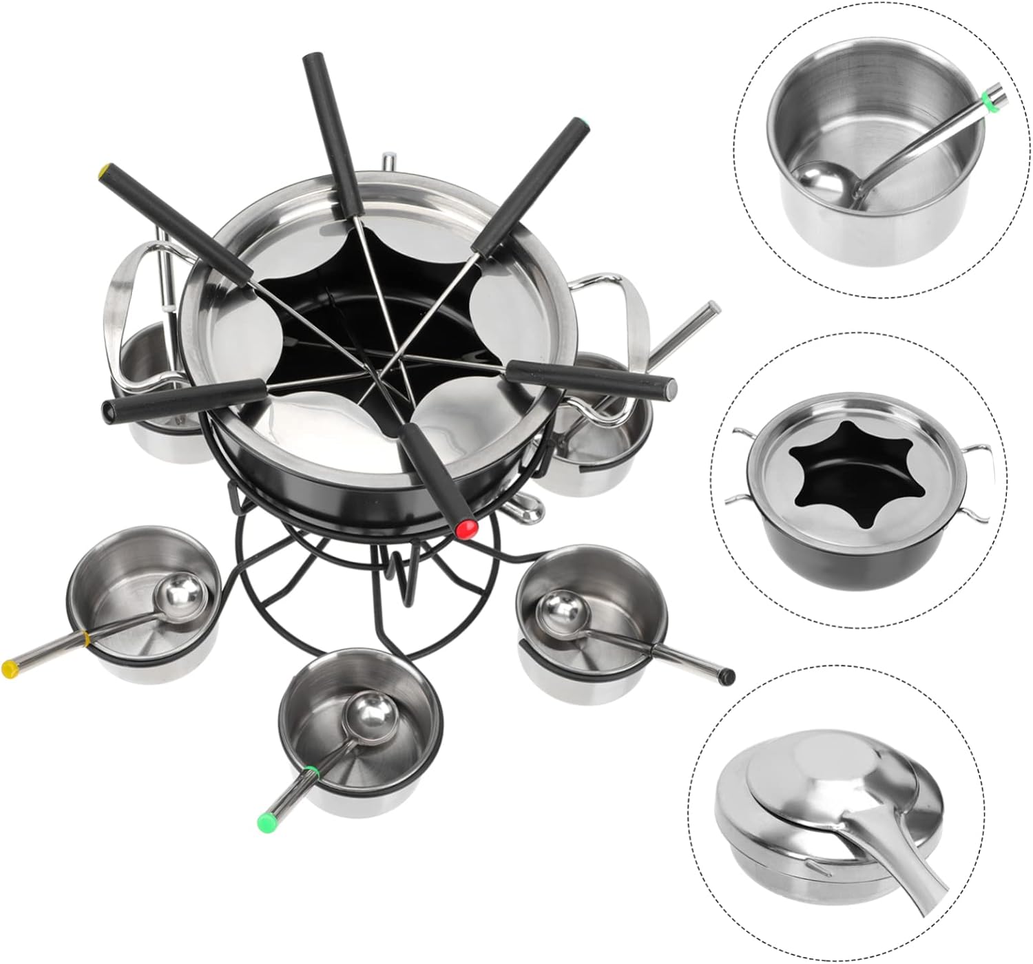 PRETYZOOM Stainless Steel Fondue Stove Cheese Fondue Pot Chocolate Melts Table Top Cookware Easy Clean