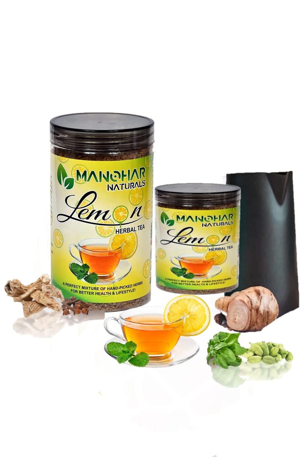 Manohar Naturals Lemon Flavoured Herbal Tea (750 Gram) | Caffeine-Free ...