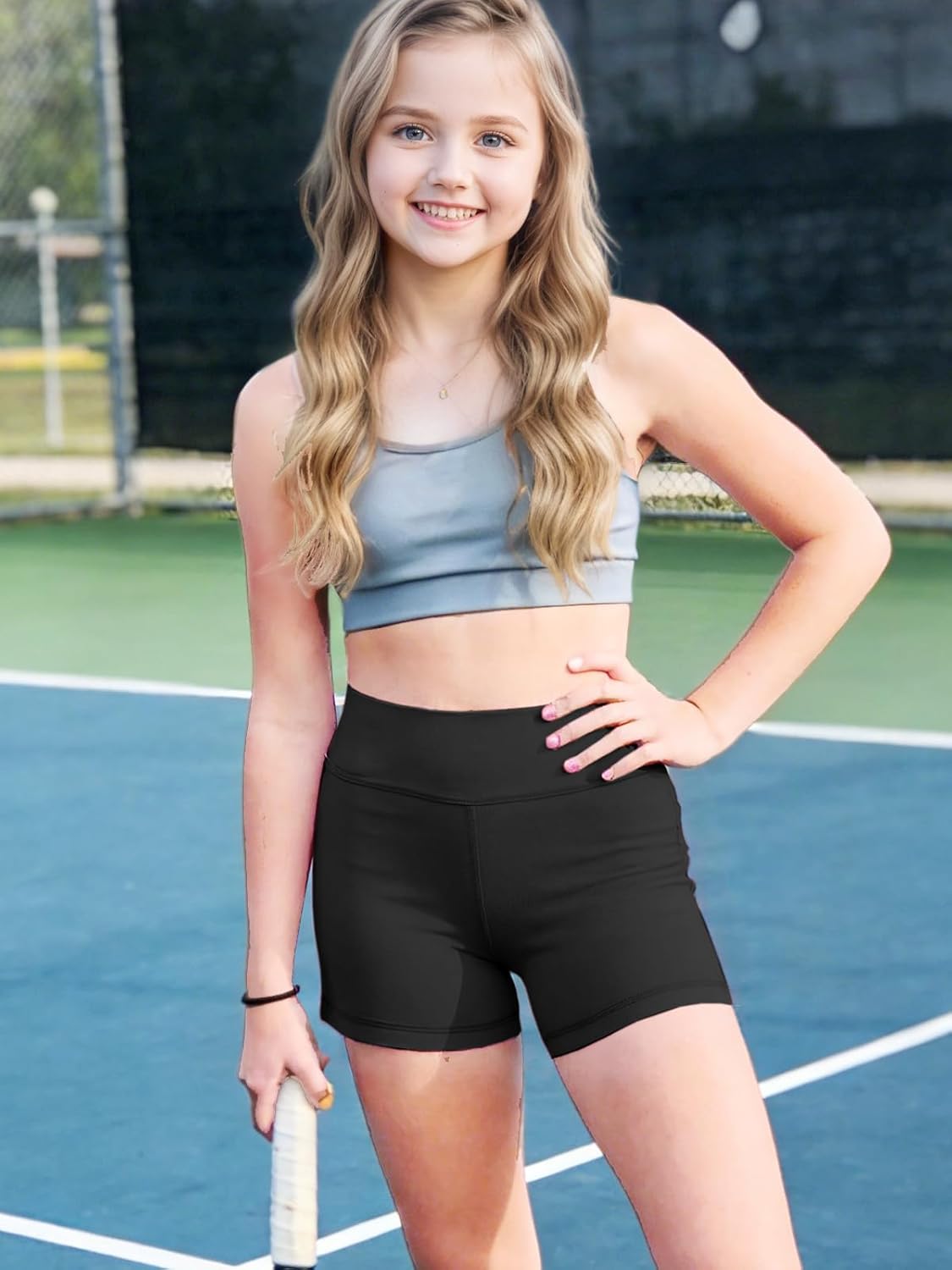 Girls High Waist Running Jogger Biker Teen Shorts Ball Sports Yoga Dance Athletic Casual Gymnastics Short 7-14Y - Image 2