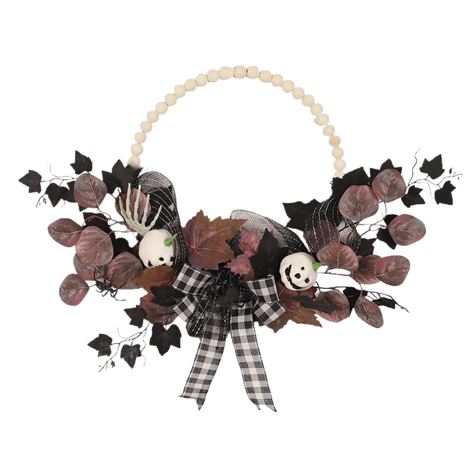Couronne d'Halloween 40cm avec feuilles d'érable et fantôme