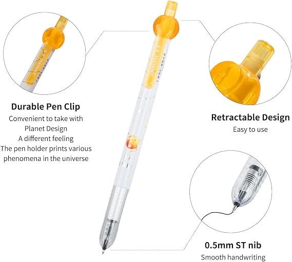 Gel Pens Quick Dry Ink Fine Point 0.5mm, Retractable Rolling Ball Black Ink Pen for Journaling Note taking Drawing Sketching Smooth Writing Non Bleed 7 Pack