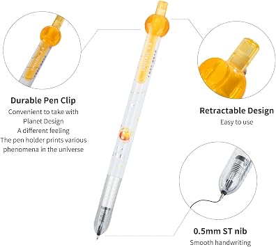 Gel Pens Quick Dry Ink Fine Point 0.5mm, Retractable Rolling Ball Black Ink Pen for Journaling Note taking Drawing Sketching Smooth Writing Non Bleed 7 Pack