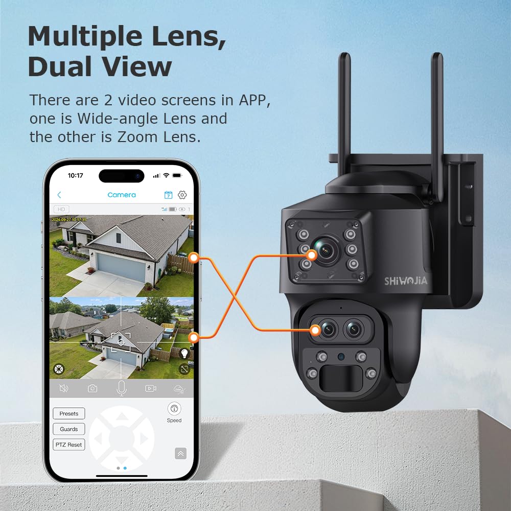 SHIWOJIA Camera 4G Solaire Exterieur, Appareil Photo à 3