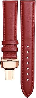 Watch Strap,Leather Watch Strap,Nylon Watch Strap,Leather Bracelet Womens Watchband 14/16/18/20mm Leather Watch Band with Butterfly Buckle (Color : Red Rose, Size : 14mm)