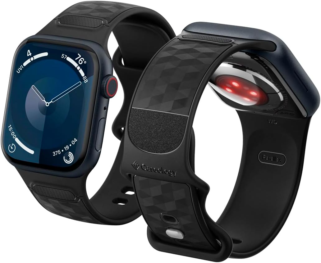 by Spigen Parallax for Apple Watch SE Strap 40mm, Apple Watch Series 10 42mm, 9/8/7 41mm, SE2/6/5/4 40mm, 3/2/1 38mm Strap Band -Matte Black