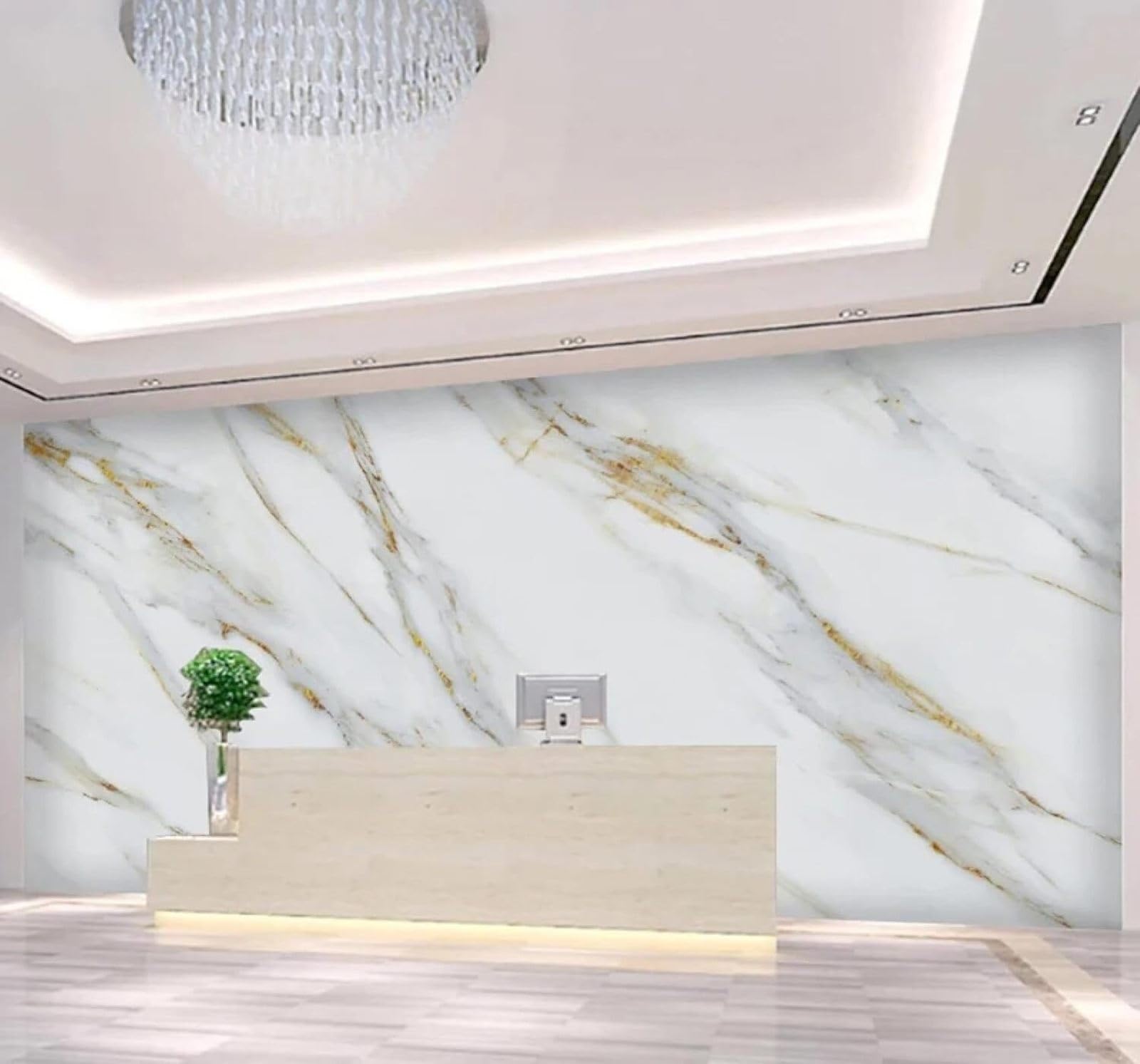 XLMING Abstract Gold Stripes Faux Marble Texture 3D Wallpaper Luxury Home Dining Decor Paste Sofa Living Room The Wall for Bedroom Mural-200cm×140cm