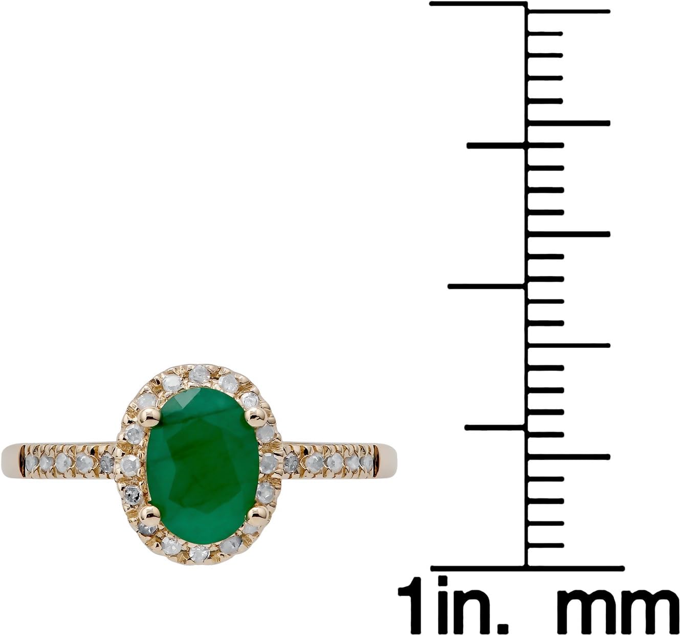 10k Yellow gold Oval Emerald and Diamond Halo Ring