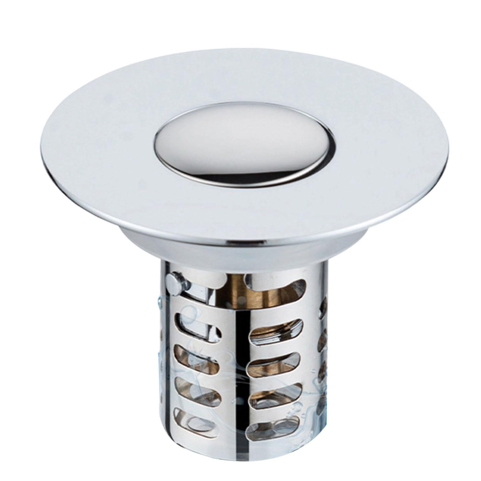 Upgrades Push Down Sink Drain Stoppers Steel Neutral Filter Hair Strainer Not Clogging Waste Plugs for Bathroom Basin Stoppers Clog Bathroom Filter Plugs
