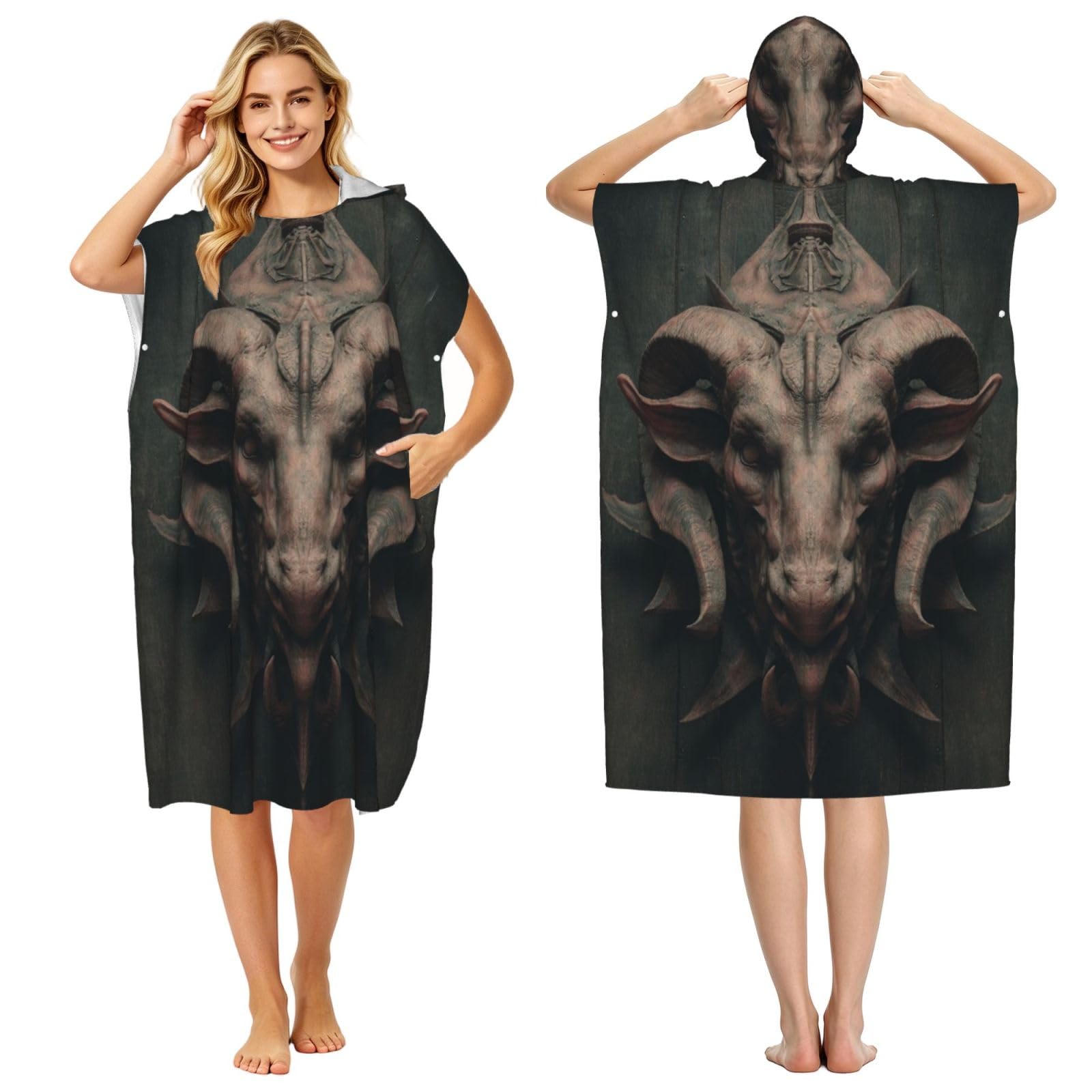DTHKJNLSF Ancient Statues Adult Hooded Beach Poncho Towel