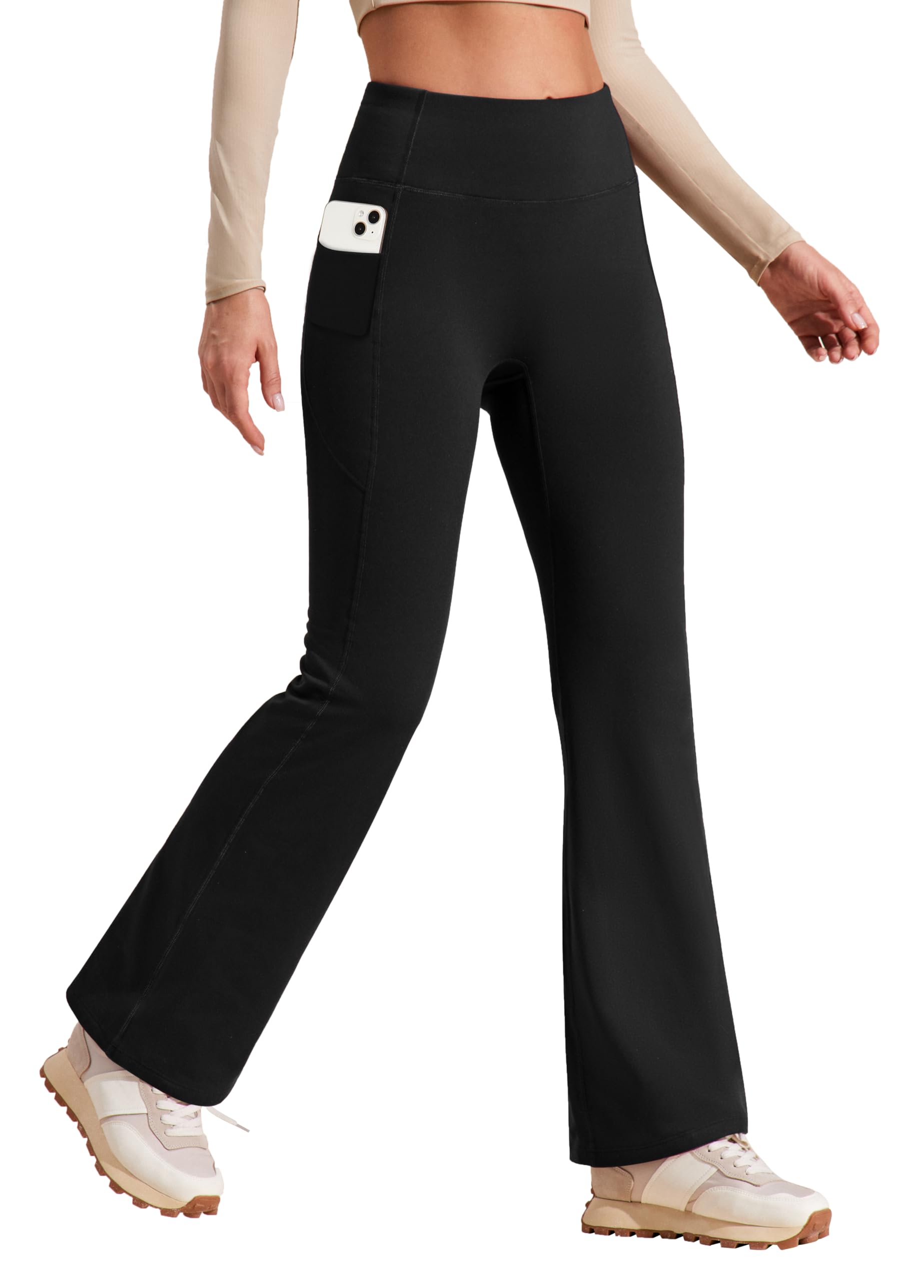 Heathyoga Fleece Lined Pants Women Yoga Pants with Pockets for Women Thermal Pants High Waist Flare Leggings for Winter