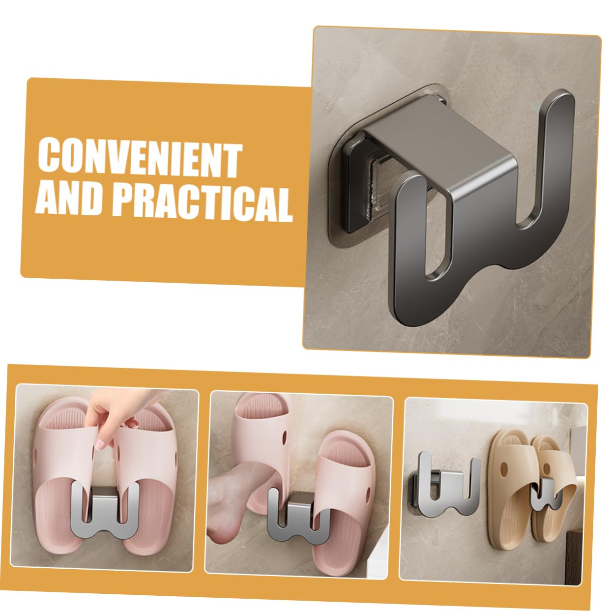 Unomor Bathroom Organizer Wall Mount Slipper Storage over The Door Shoe Rack No Punching Shoe Rack 1 Set Chrome