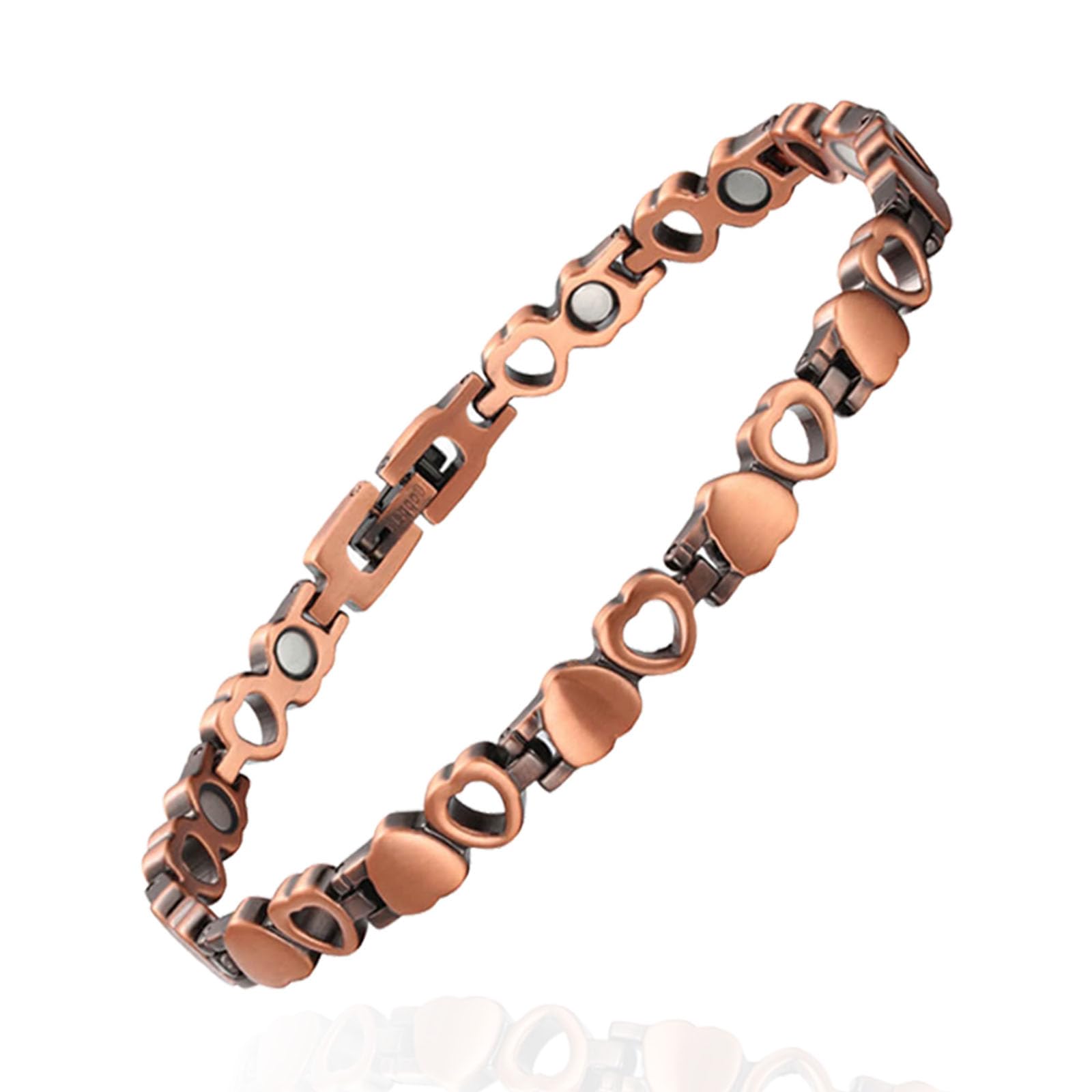 Copper Magnetic Ankle Bracelet for Women for Arthritis, 99.99% Pure Copper Heart Design Magnetic Therapy Jewelry with Adjust Tool