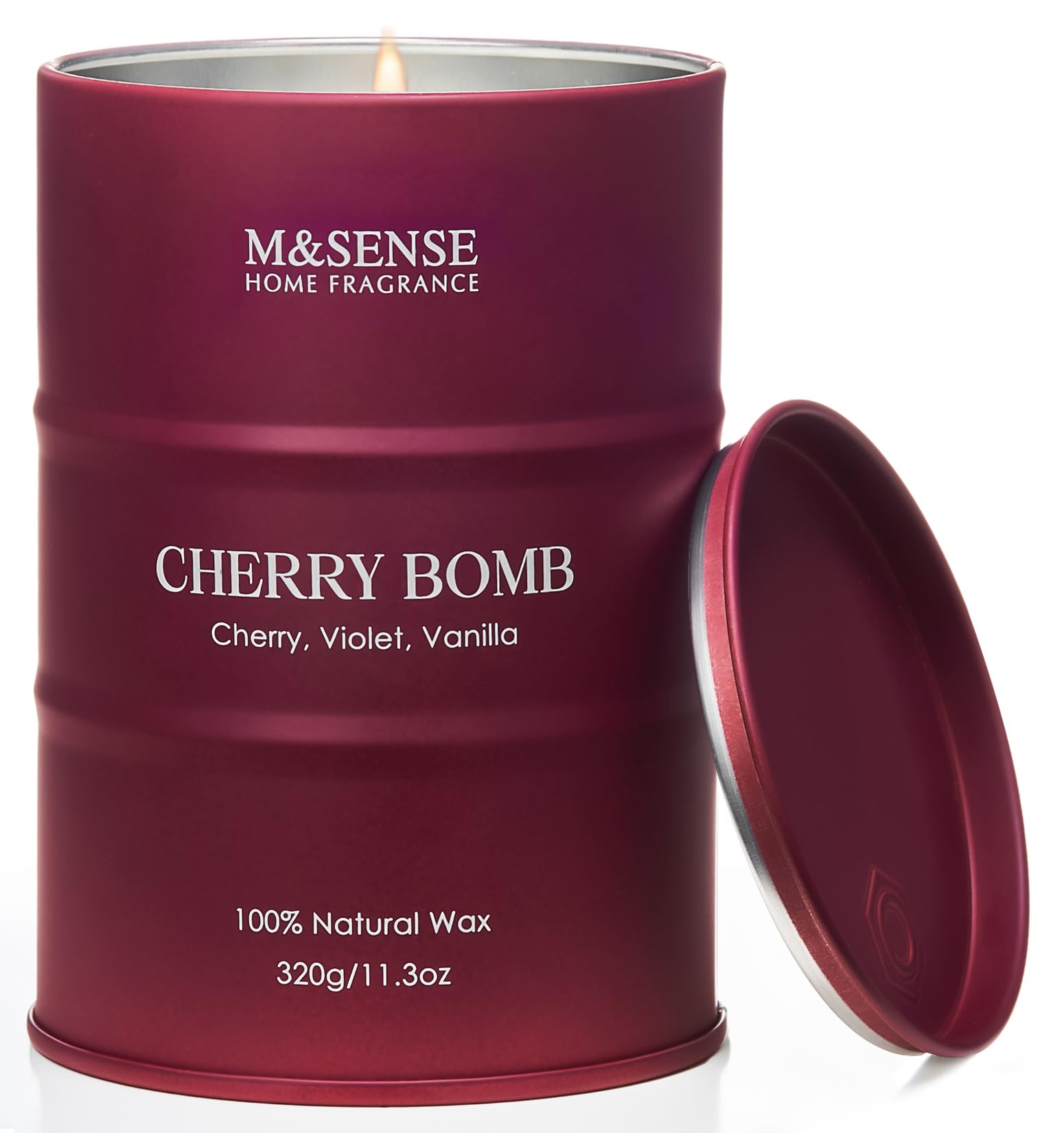 M&SENSE Candele profumate alla ciliegia, candele dolci per la casa, candele naturali in cera di soia, candele da regalare alle donne, 70 ore di combustione, 11,3 oz