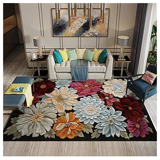 Xiaosua Billig matta röd vardagsrumsmatta röda stora blommor enkelt mönster mjuk matta halkskydd utomhusmattor vattentät 120 x 160 cm tvättbar matta 3 fot 11,2 tum x 5 fot 3 tum