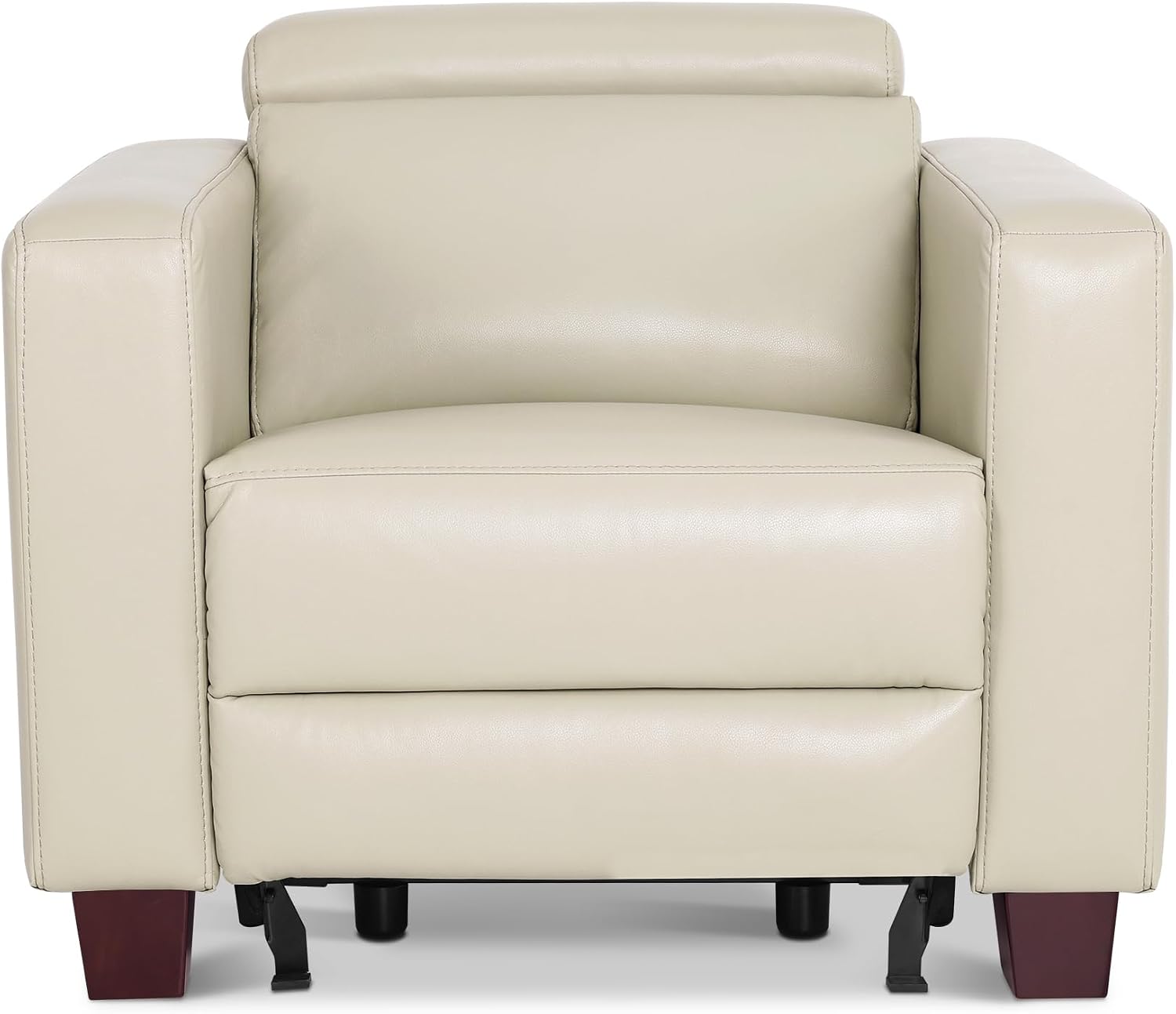 MCombo Zero Wall Recliner Chair, Wall Hugger Power Recliner Chair with Adjustable Headrest, High Wood Leg, USB & Type C Dual Charge Ports, for Living Room, Small Spaces, HL128 (Faux Leather, Beige)