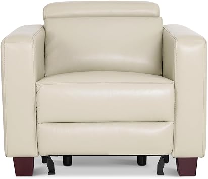 MCombo Zero Wall Recliner Chair, Wall Hugger Power Recliner Chair with Adjustable Headrest, High Wood Leg, USB & Type C Dual Charge Ports, for Living Room, Small Spaces, HL128 (Faux Leather, Beige)