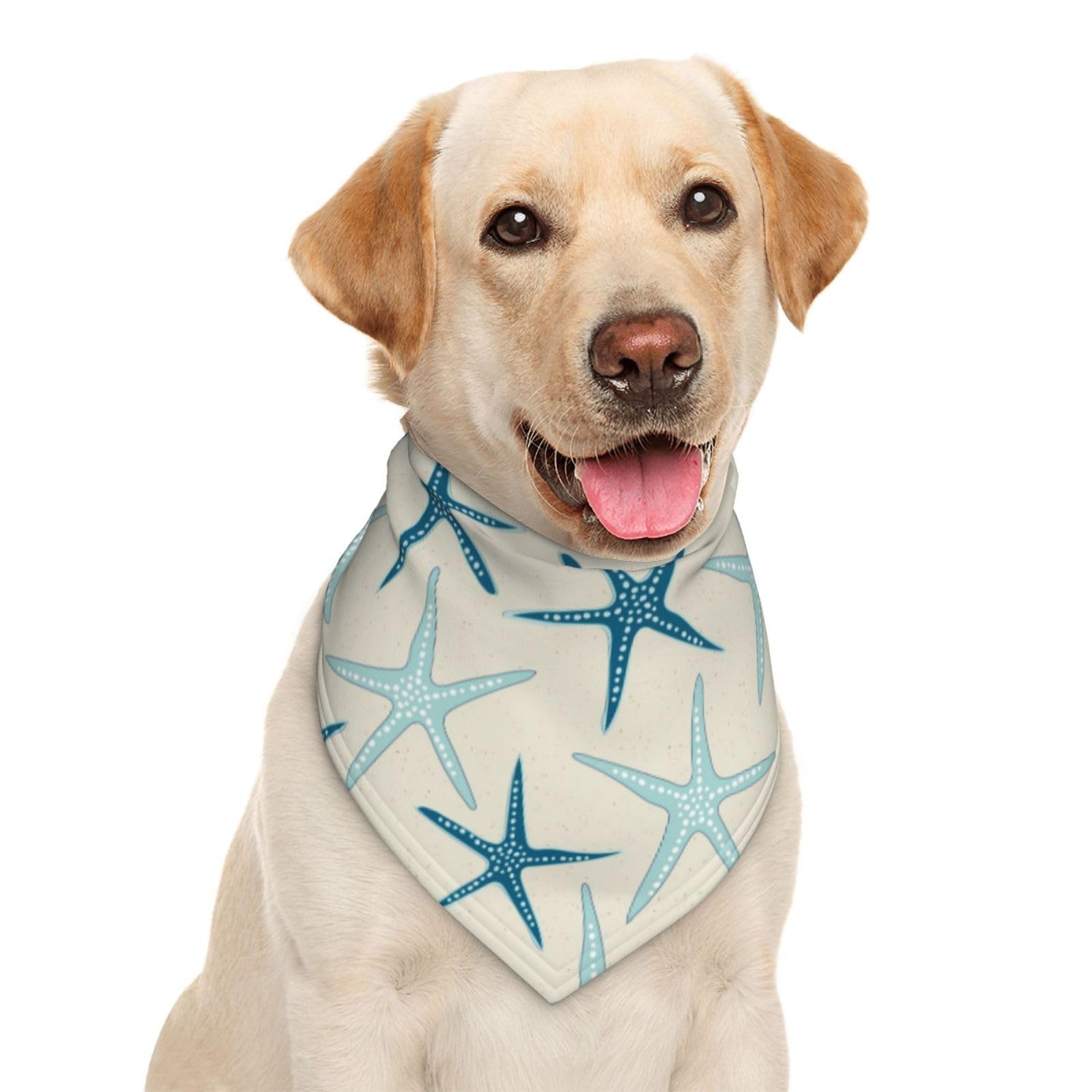 Nautical Starfish Beach Coastal Sea Beachy Funny Colorful Nave Blue Dog Bandana Scarf Triangle Bibs Pet Accessories Cat Kerchief