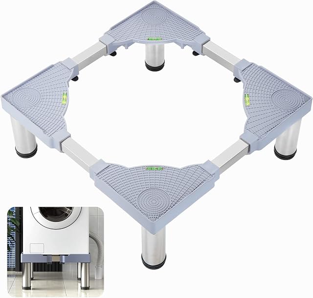 Moendergo Washing Machine Stand-Adjustable Dryer Stand with 4 Heavy Duty Feet Increase 18cm/7inch Height Max Load 500KG Washing Machine Base Stand for Refrigerator Home Appliances