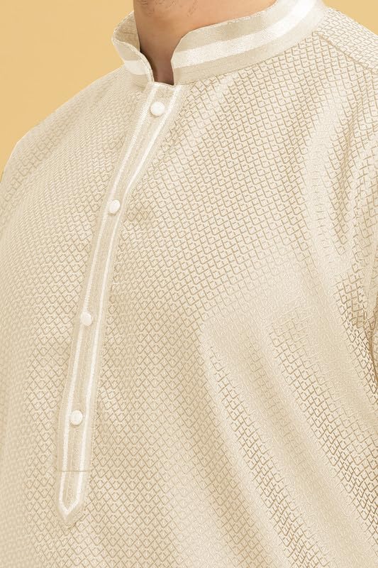Image of BE ACTIVE Cotton Jacquard Blend Kurta for Men | Traditional and Elegant Design | Full Sleeve Kurta