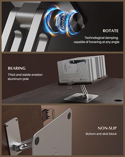 Miniatura 6 de EWX Soporte para libros para lectura, soporte ajustable para libros con base giratoria de 360, soporte plegable para libros de recetas para