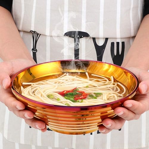 Miniatura 4 de Buy THINGS! Buy THINGS - Tazón para sopa de fideos ramen, 2 juegos de doble capa de acero inoxidable 188 (8 pulgadas), con cuchara y palillos a