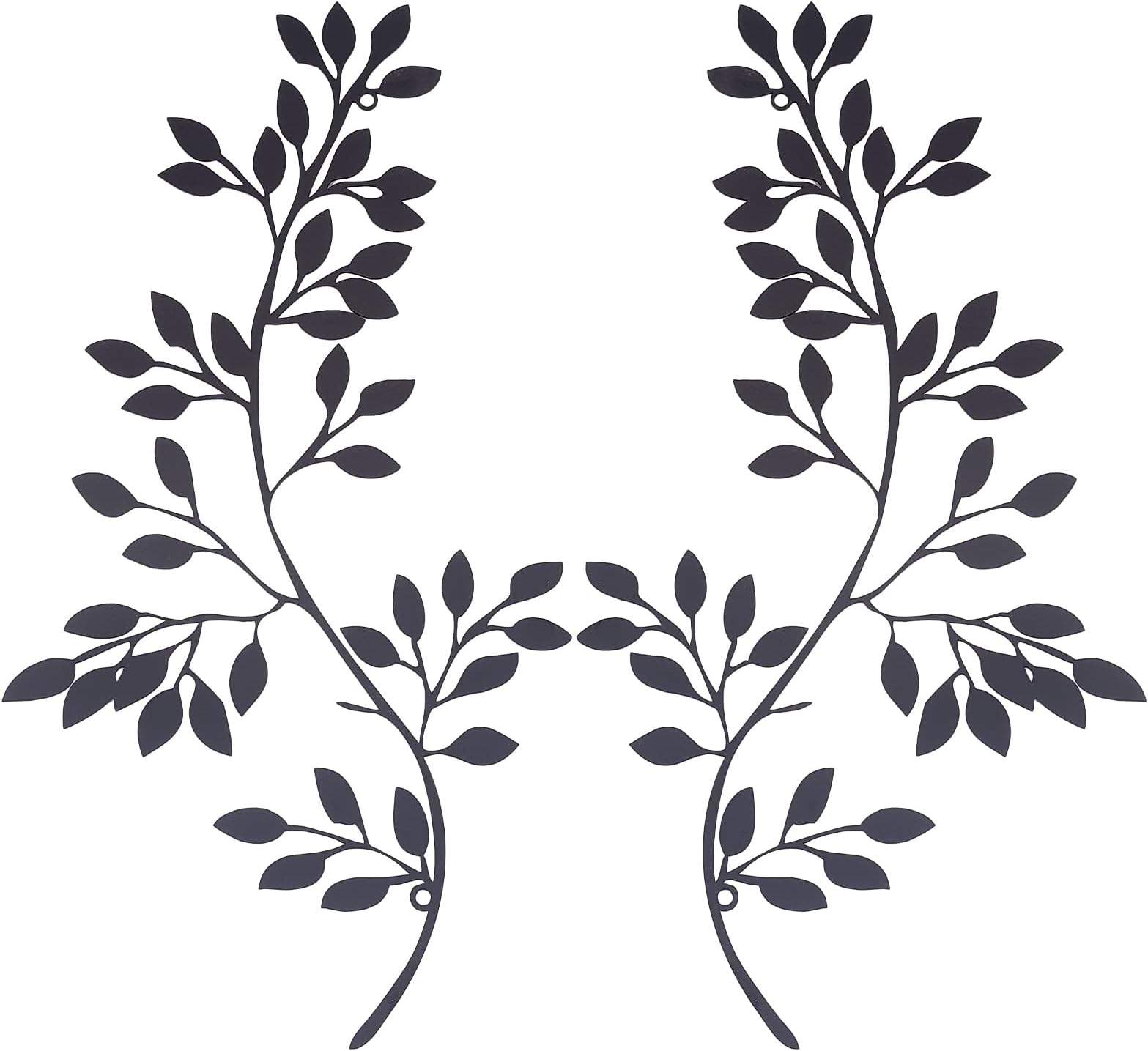 CREATCABIN 2Pcs Metal Tree Leaf Wall Decor Vine Olive Branch Leaf Wall Art Hangings Iron Black Gift Decorations for Indoor Outdoor Bedroom Living Room Housewarming Cafe 11.81 x 6.10 Inch