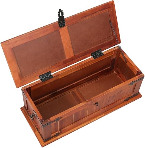 Miniatura 13 de Baúl de almacenamiento de madera con dos asas laterales, baúles y baúles de almacenamiento de madera maciza para dormitorio, caja de almacenamiento