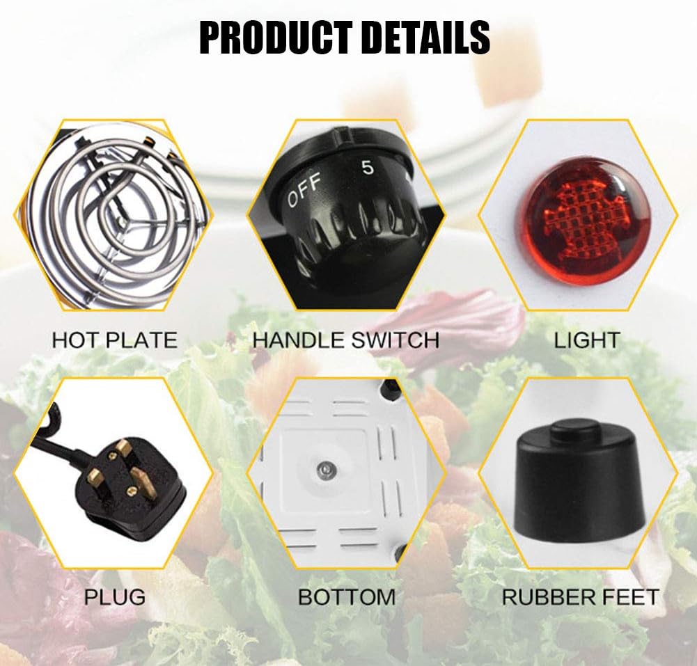 Electric Hot Plate Hob, Portable Kitchen Stove, Cast Iron Heating Plate, 1000W High Power, with Temperature Control, for Home, Camping