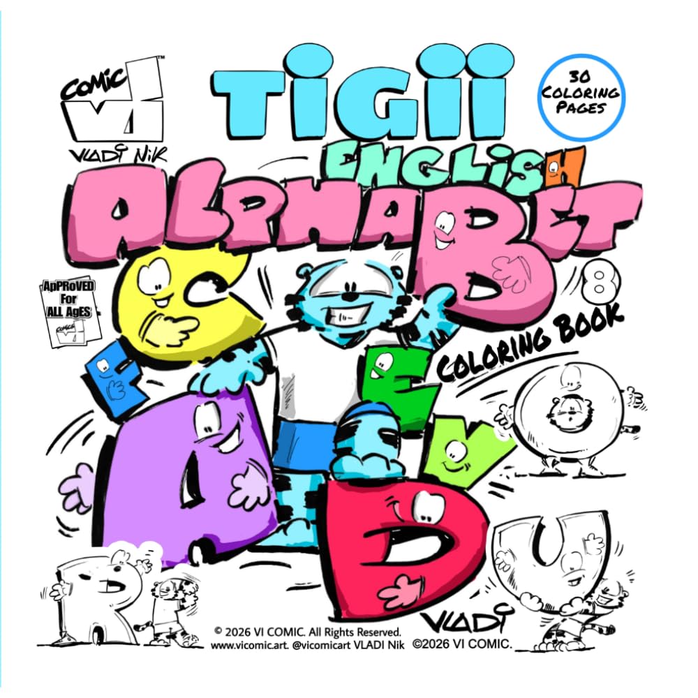 TIGII :8 Alphabet English :Coloring Book: 30 Coloring Pages: Fun Easter Coloring Pages for All Ages (Blue Tiger Coloring Books)