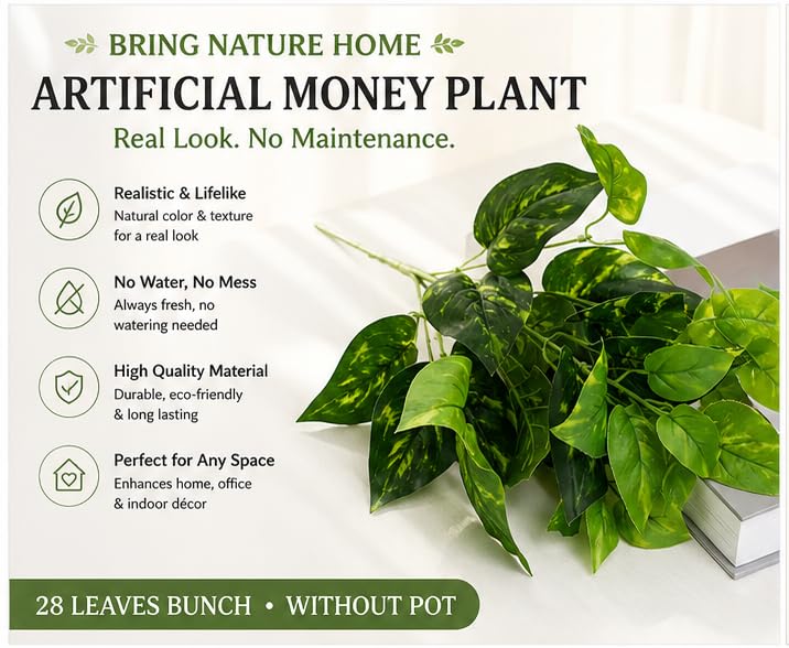 Artificial Money Plant 28 Big Leafs Palm Tree Areca Plant Without Pot -32cm Artificial Plant