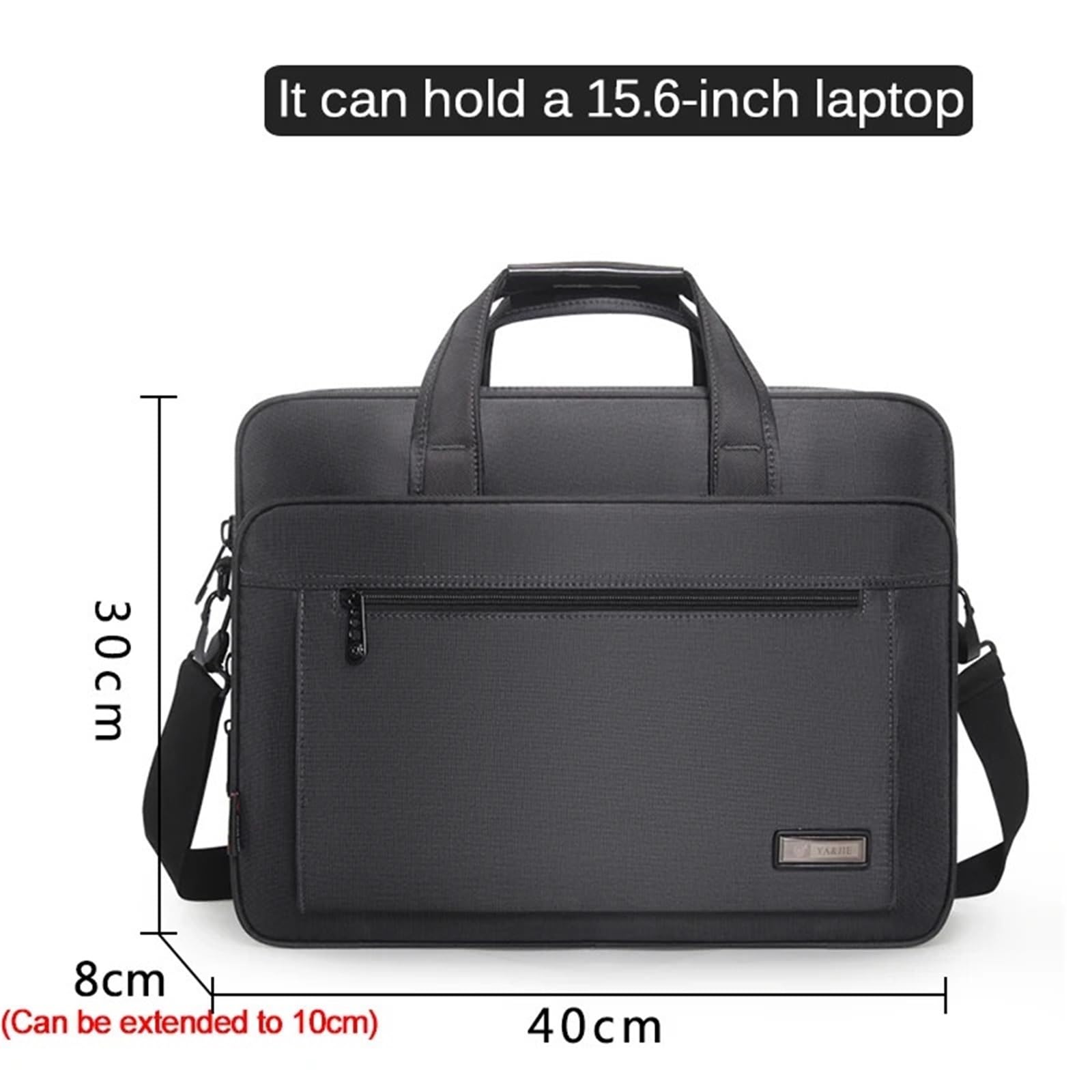 Borsa porta pc Grandi cartelle da uomo in tela, borsa tote, custodia for laptop 15,6 pollici, lavoro impermeabile, a tracolla, messenger Oxford, nero