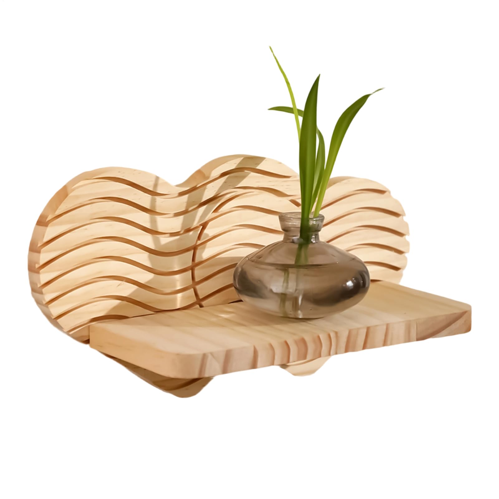 Étagère d'angle en forme de cœur en bois rustique pour livres