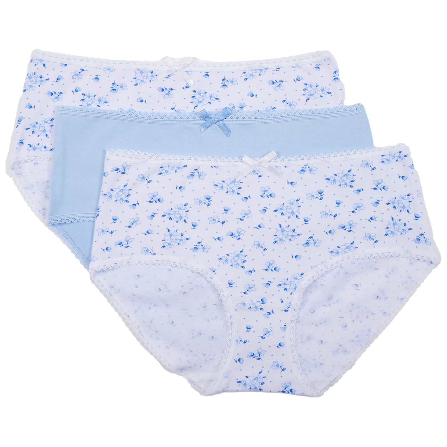 Slenderella Women's Blue Slenders 3 Pack Cotton Midi Brief Bf81 Large