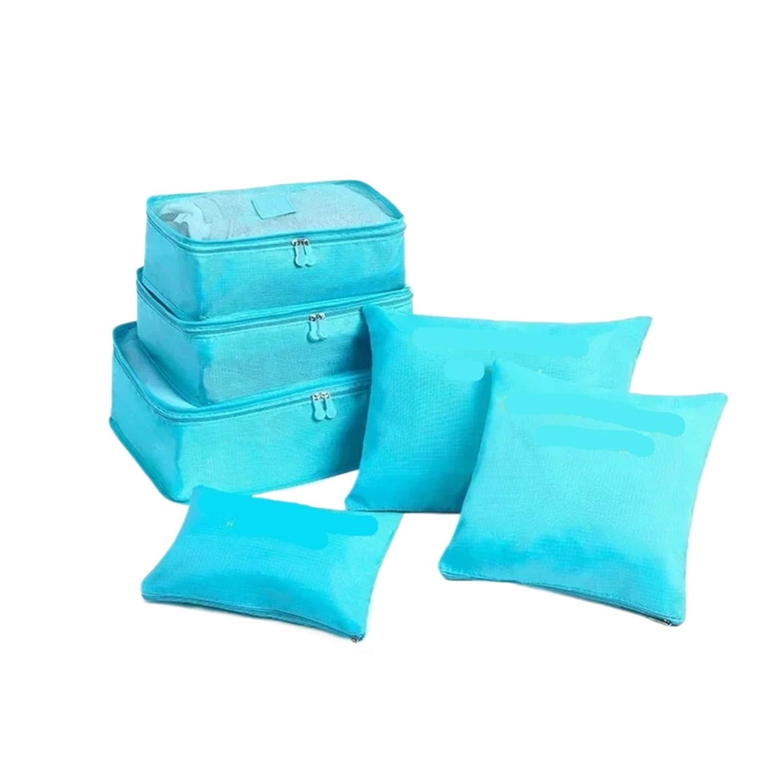 6Pcs Set Travel Organizer Foldable Storage Bags Suitcase Zip Packing Cubes Cases Portable Luggage Clothes Shoe Tidy Pouch for Suitcases(Blue)