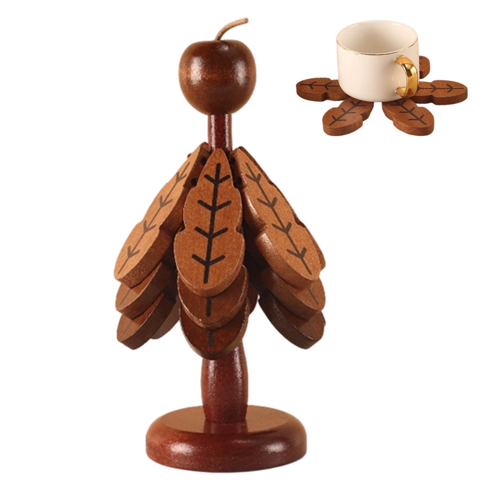 Juego de posavasos de madera antideslizante con aislamiento térmico | forma de almohadillas calientes para vidrio, encimeras, mesas de café, platos calientes, ollas, sartenes, cuencos