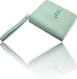 محفظة جلدية للنساء بتصميم كوري باللون الأخضر المنت، متعددة الأقسام مع حماية RFID وحامل للعملات المعدنية